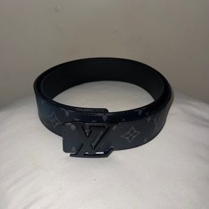 Authenticated Used Rare limited edition Louis Vuitton LOUIS VUITTON leather  belt N1002 Sunture LV 100LV 85 size 80-90cm black men's 